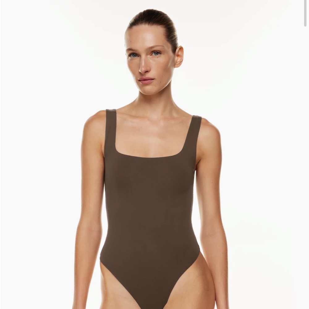 Babaton Contour Tank Bodysuit in Rich Mocha Brown